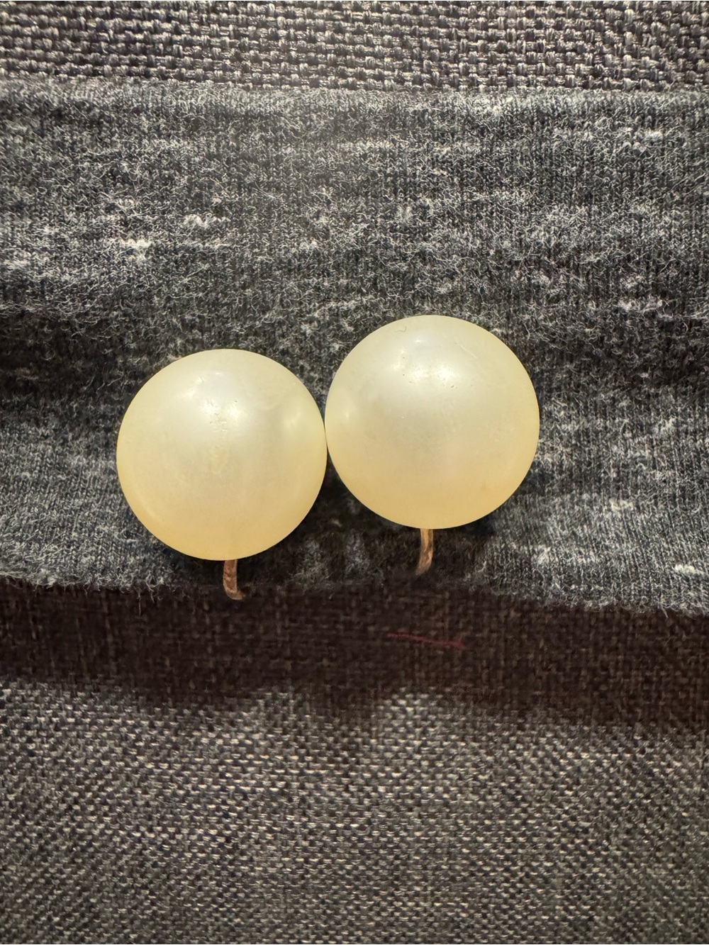 Vintage 50s Marvella Silver Tone Faux Pearl Clip on Earrings